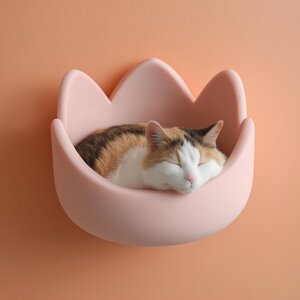 3D-gedrucktes Kronen-Katzenwandbett | Kawaii-Schwebeliege