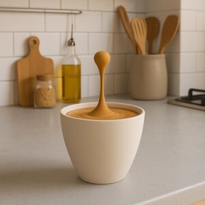 3D-gedruckte schwebende Kaffeetropfen-Skulptur