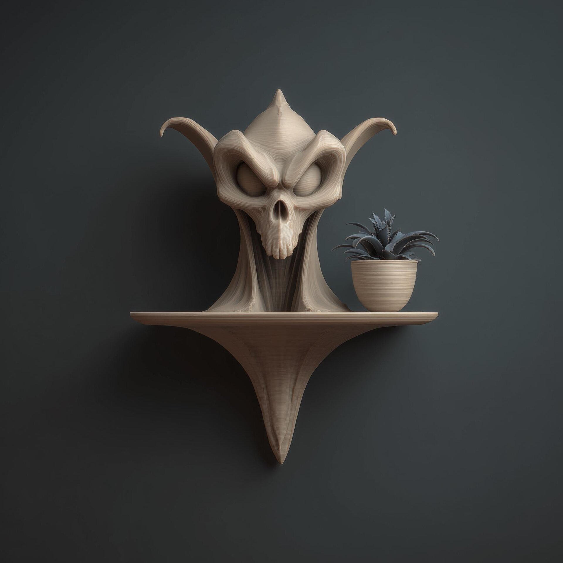 3D-gedrucktes Schädel-Wandpflanzregal
