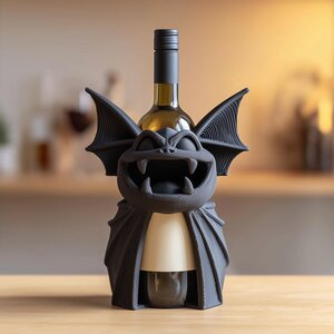3D-gedruckter Fledermausmonster-Weinflaschenhalter | Gothic-Display