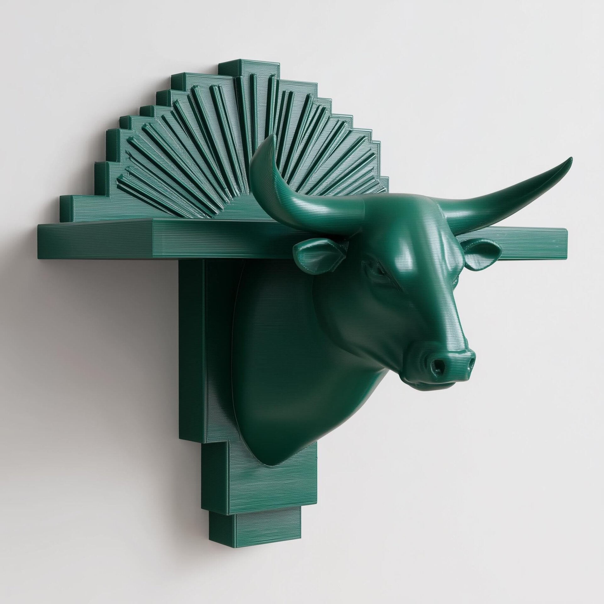 3D-gedrucktes Art-déco-Stier-Wandregal