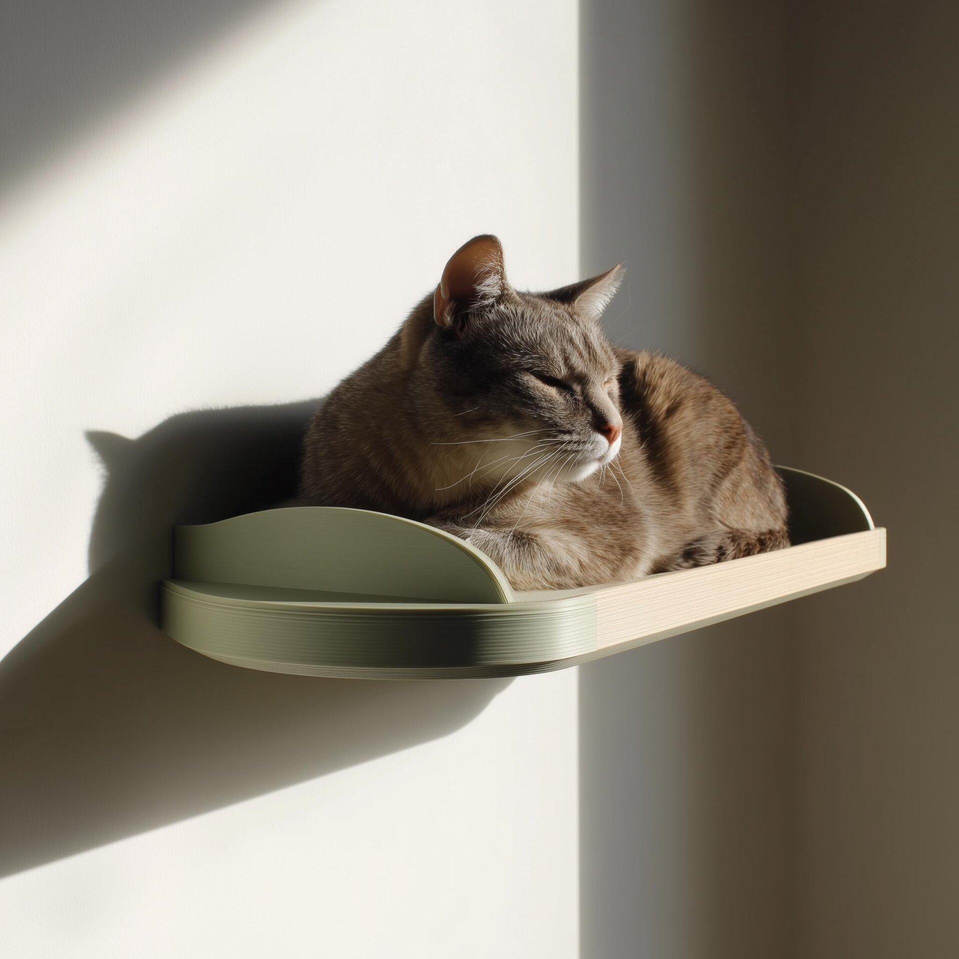 3D-gedrucktes minimalistisches Katzen-Wandbett | Geschwungener schwebender Sitzplatz
