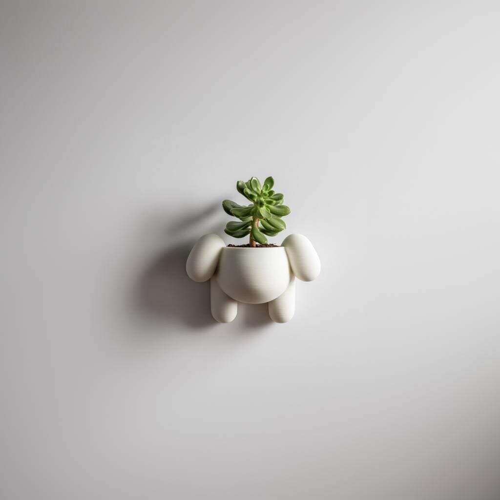 3D-gedrucktes Welpen-Wandpflanzgefäß | Niedlicher Tier-Pflanzenhalter