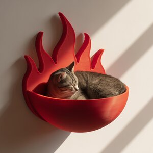3D-gedrucktes skulpturales Katzen-Wandbett