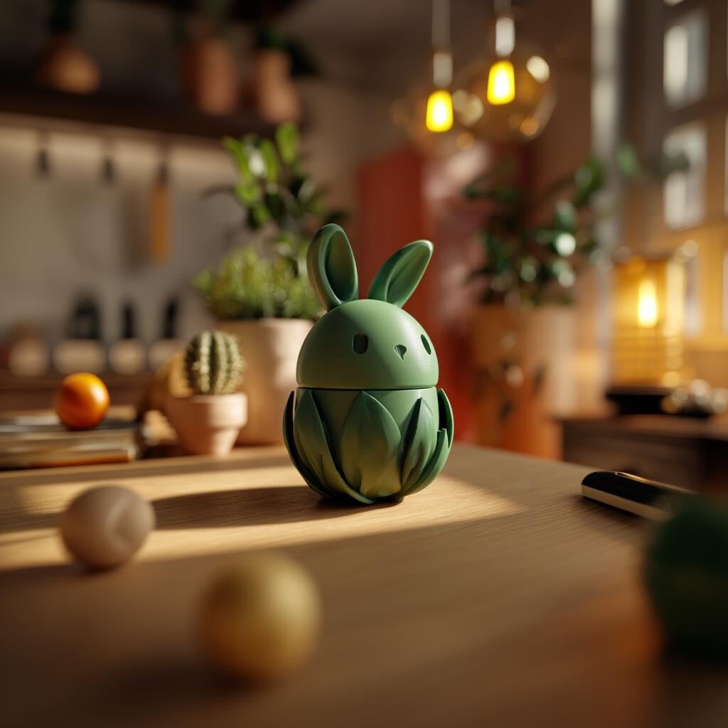 3D-gedruckte Hasen-Gedenkurne mit Blumensockel