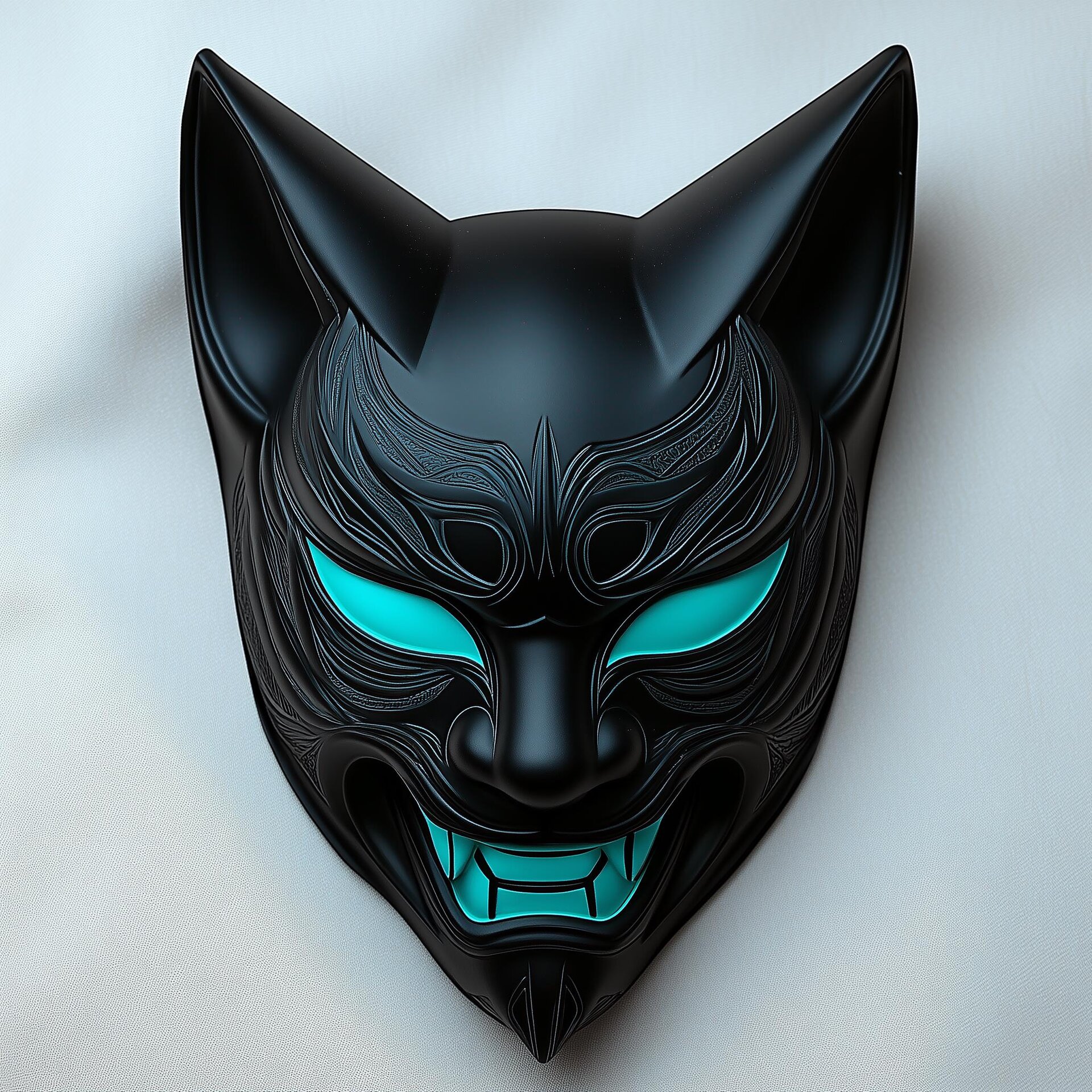 3D-gedruckte Cyber-Kitsune-Maske | Fuchsdämon-Kostümrequisit