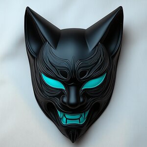 3D-gedruckte Cyber-Kitsune-Maske | Fuchsdämon-Kostümrequisit