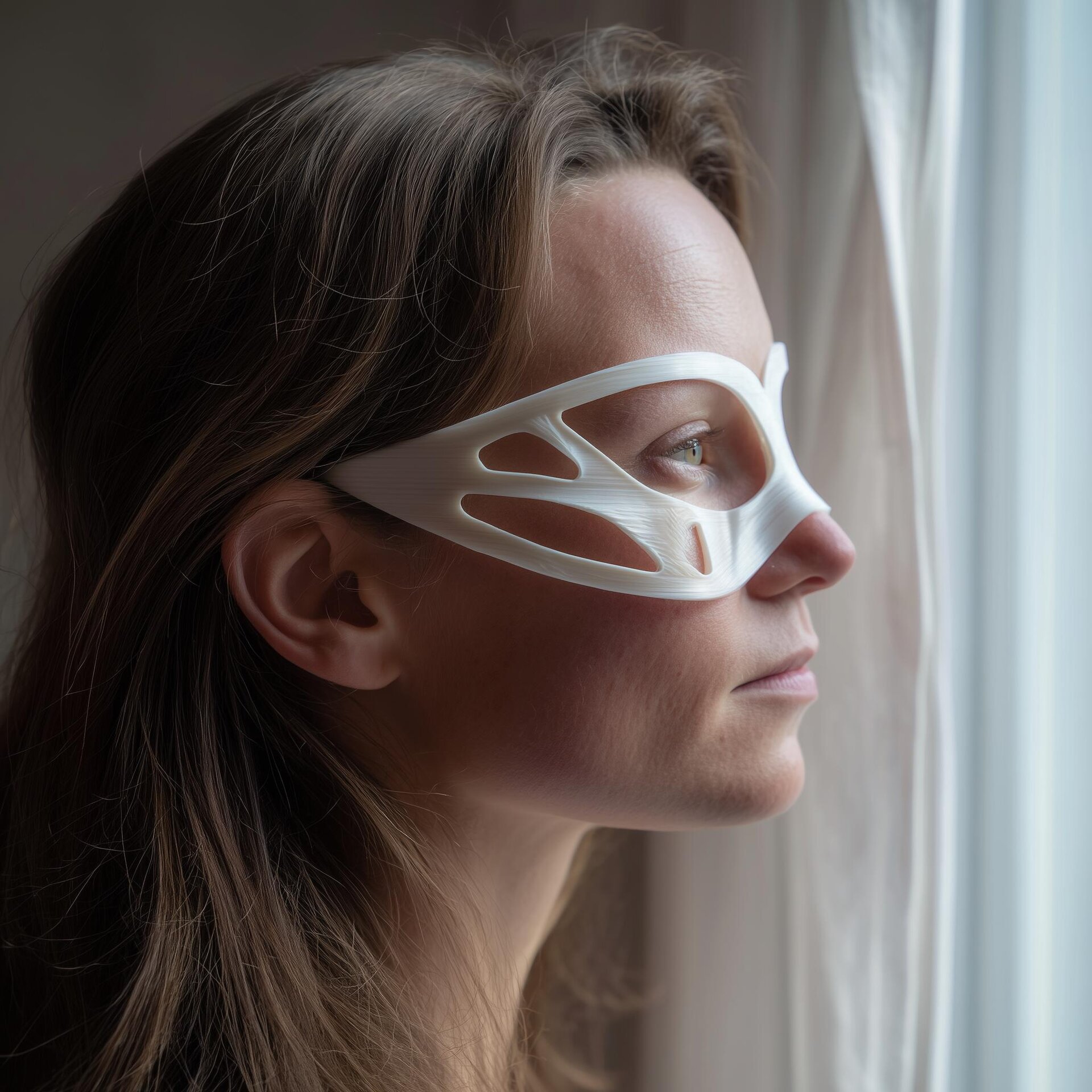 3D-gedruckte minimalistische Kontur-Augenmaske | Futuristisches Cosplay-Gesichtsstück