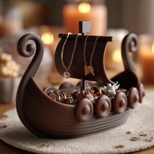 Wikingerschiff-Schmuckorganizer | 3D-gedruckter Ringhalter