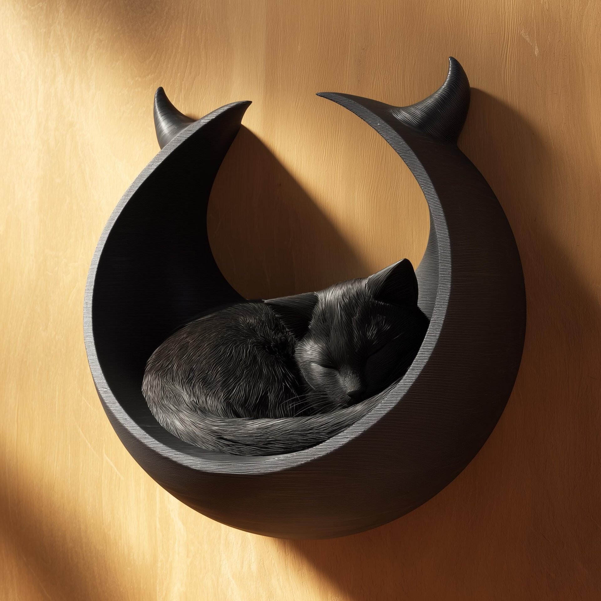 Halbmond-Wand-Katzenbett | 3D-gedruckte Katzenhöhle