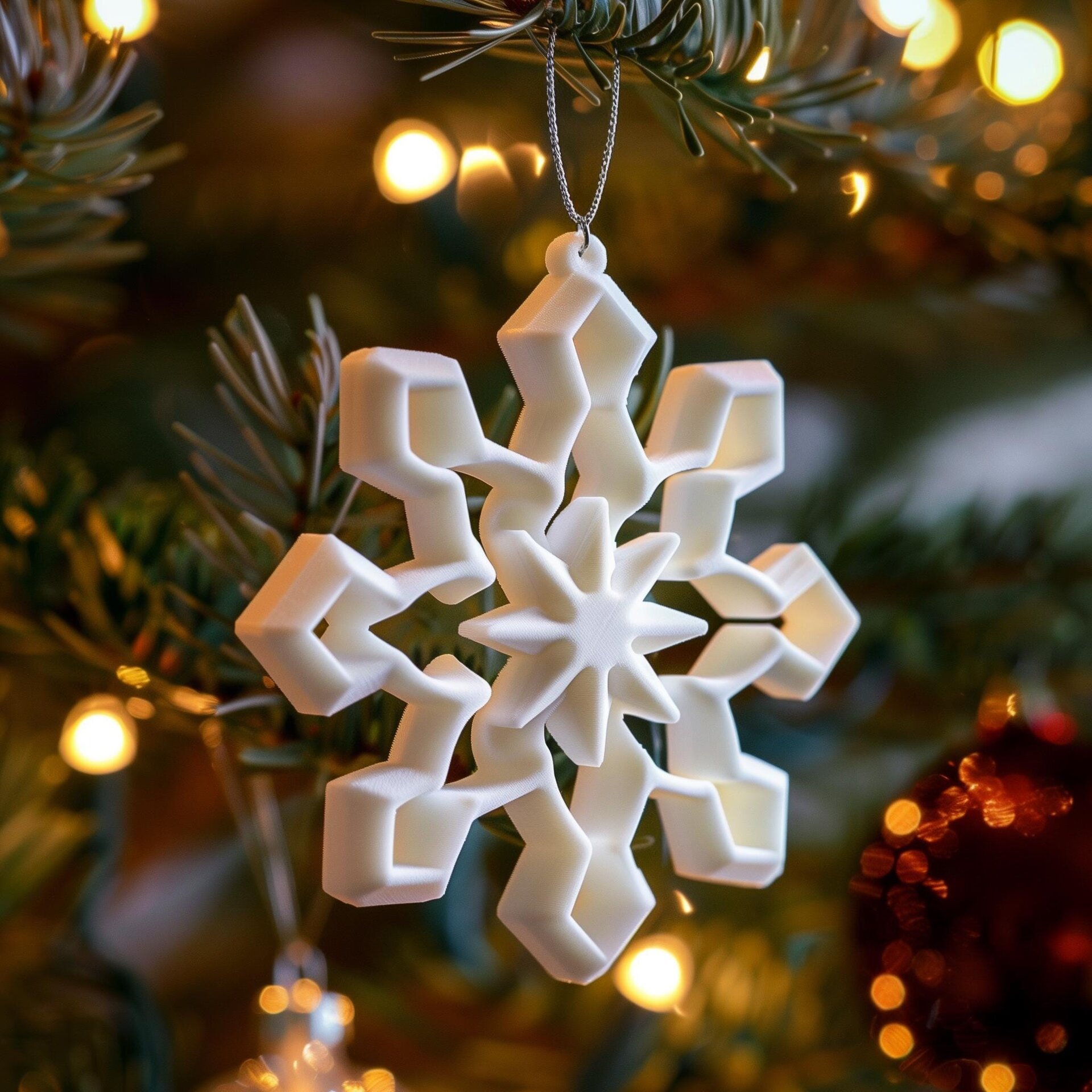10-teiliges Set 3D-gedruckter Schneeflocken-Ornamente