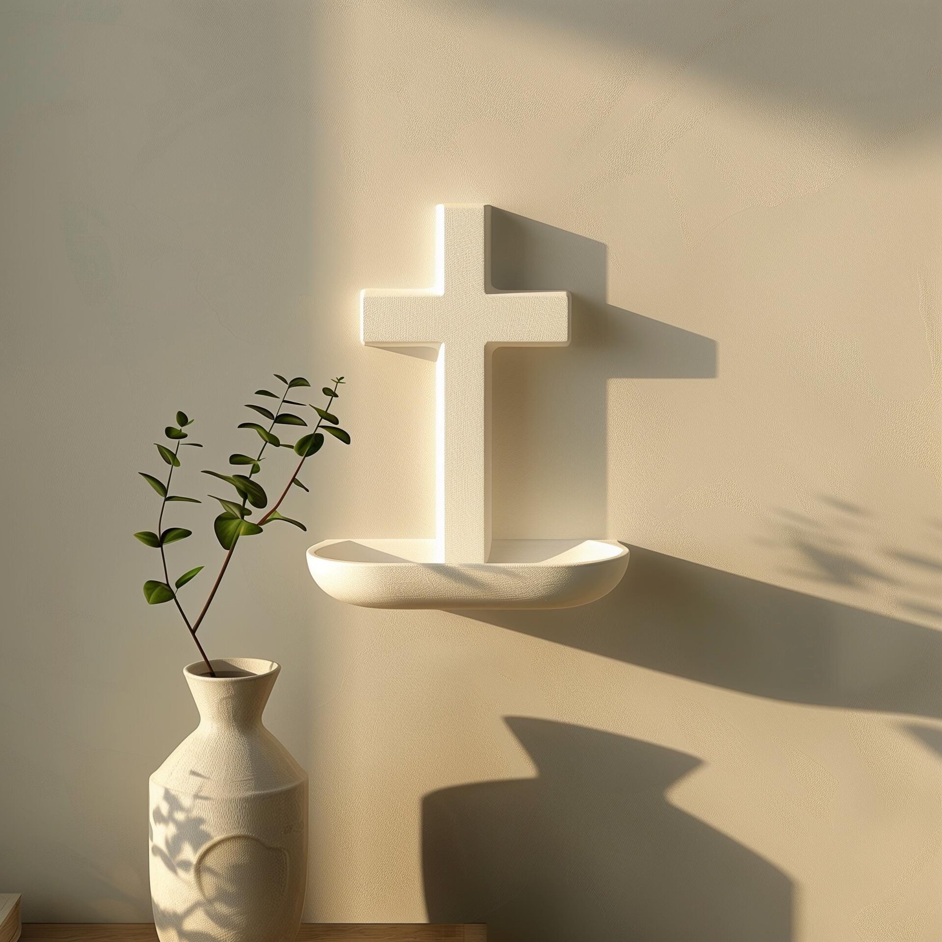 3D-gedrucktes Kreuz-Gebets-Wandregal