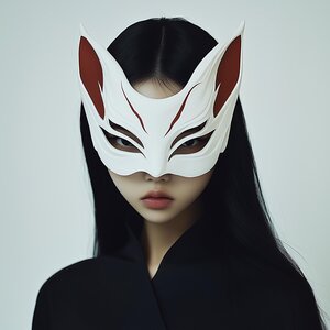 3D-gedruckte Fuchsgeist-Halbmaske | Kitsune-Kostümrequisit