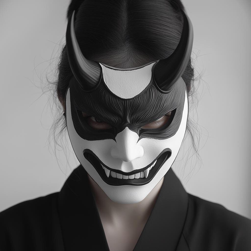 3D-gedruckte japanische Oni-Samurai-Maske