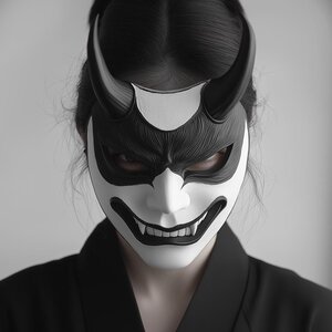 3D-gedruckte japanische Oni-Samurai-Maske