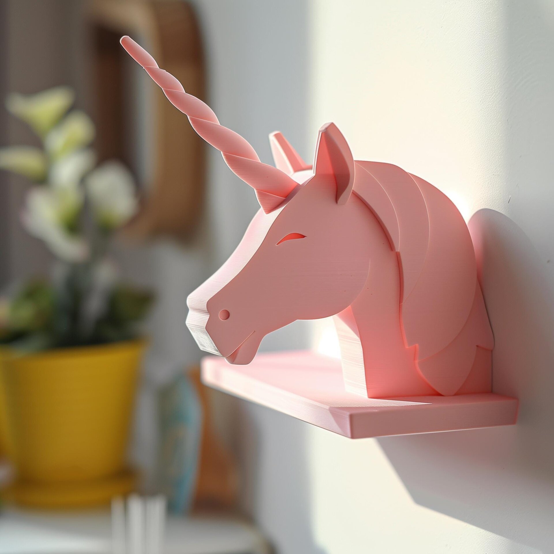 3D-gedrucktes Einhorn-Wandregal fürs Kinderzimmer