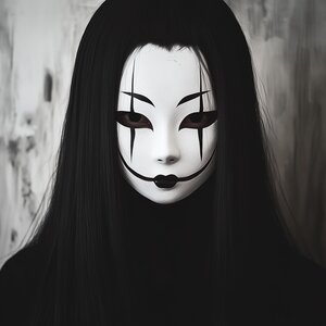 Japanische Geistermaske | Horror-Cosplaymaske | Gruselige Theater-Phantommaske