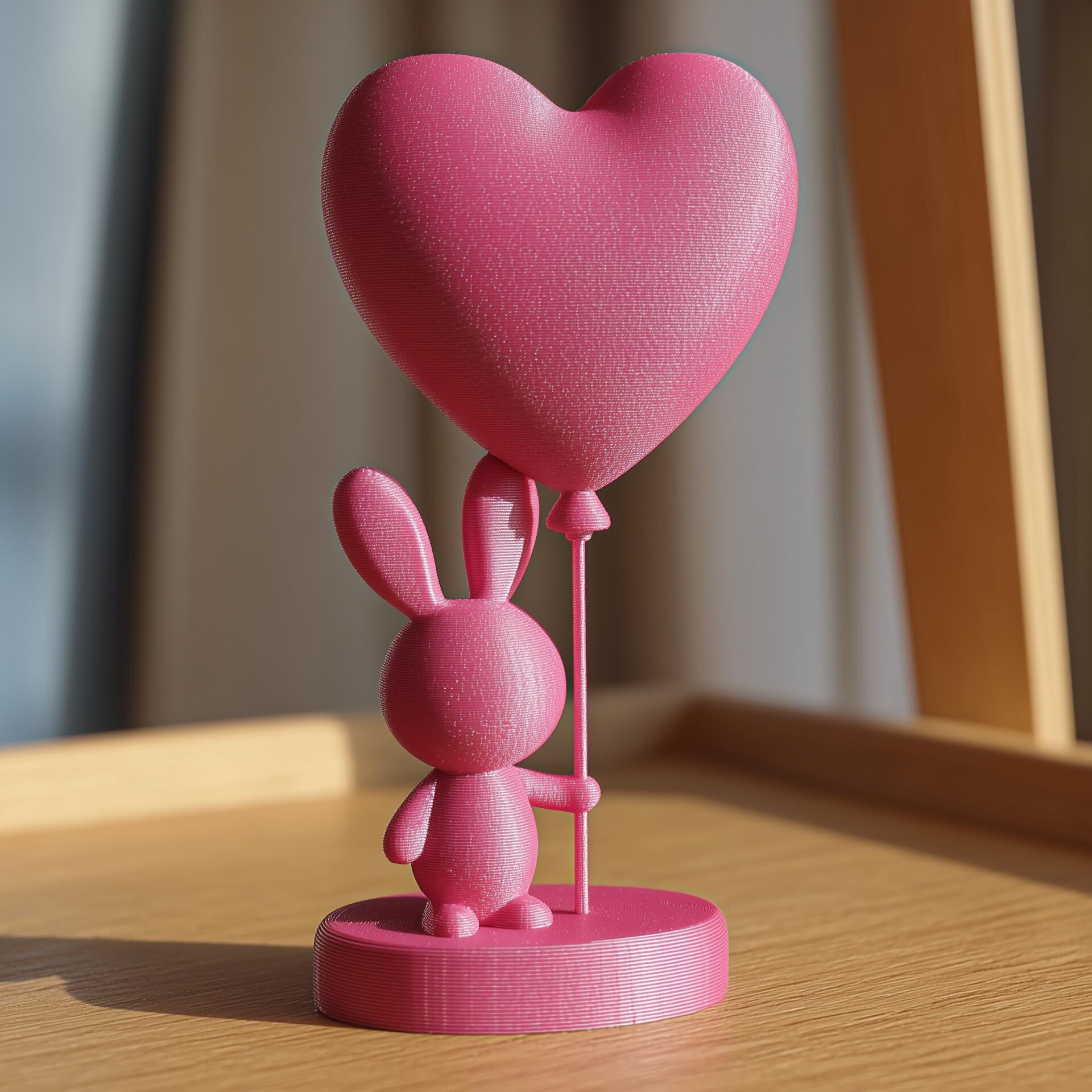 3D-gedruckte Hasen-Herz-Figur | Romantische Kaninchen-Deko
