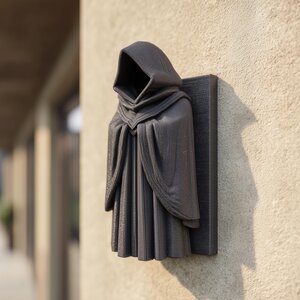 3D-gedruckte gotische Kapuzenfigur-Wandkunst