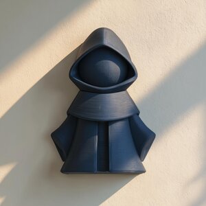 3D-gedruckte minimalistische Kapuzenfigur-Wandkunst