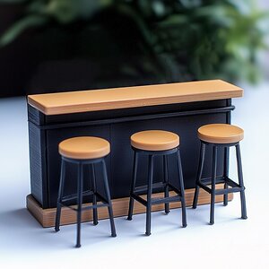 Miniatur-Bartresen-Set im Maßstab 1:12 für Puppenhausmöbel | Bar & Hocker | Küchentisch Moderne Deko
